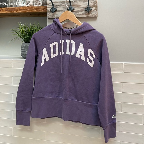 adidas Tops - Adidas Hoodie Sweatshirt Purple Pullover Drawstrings